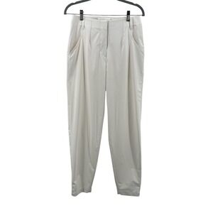 Williams Athletic Club Pants Womens S Cream Pleated Crop Stretch Trousers